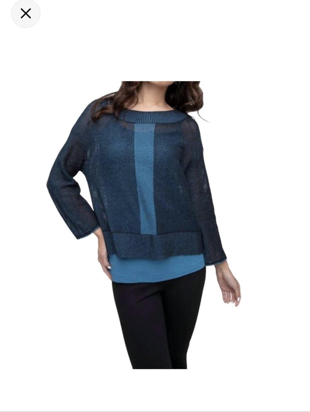Liv by Habitat  Linen/ Cotton Blue Two-Tone Knit Women’s Sweater S.XL NWT